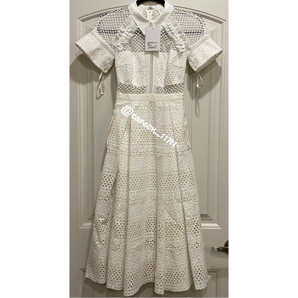 NWT Self Portrait Raglan Midi Dress UK4 US0 White - Picture 8 of 15